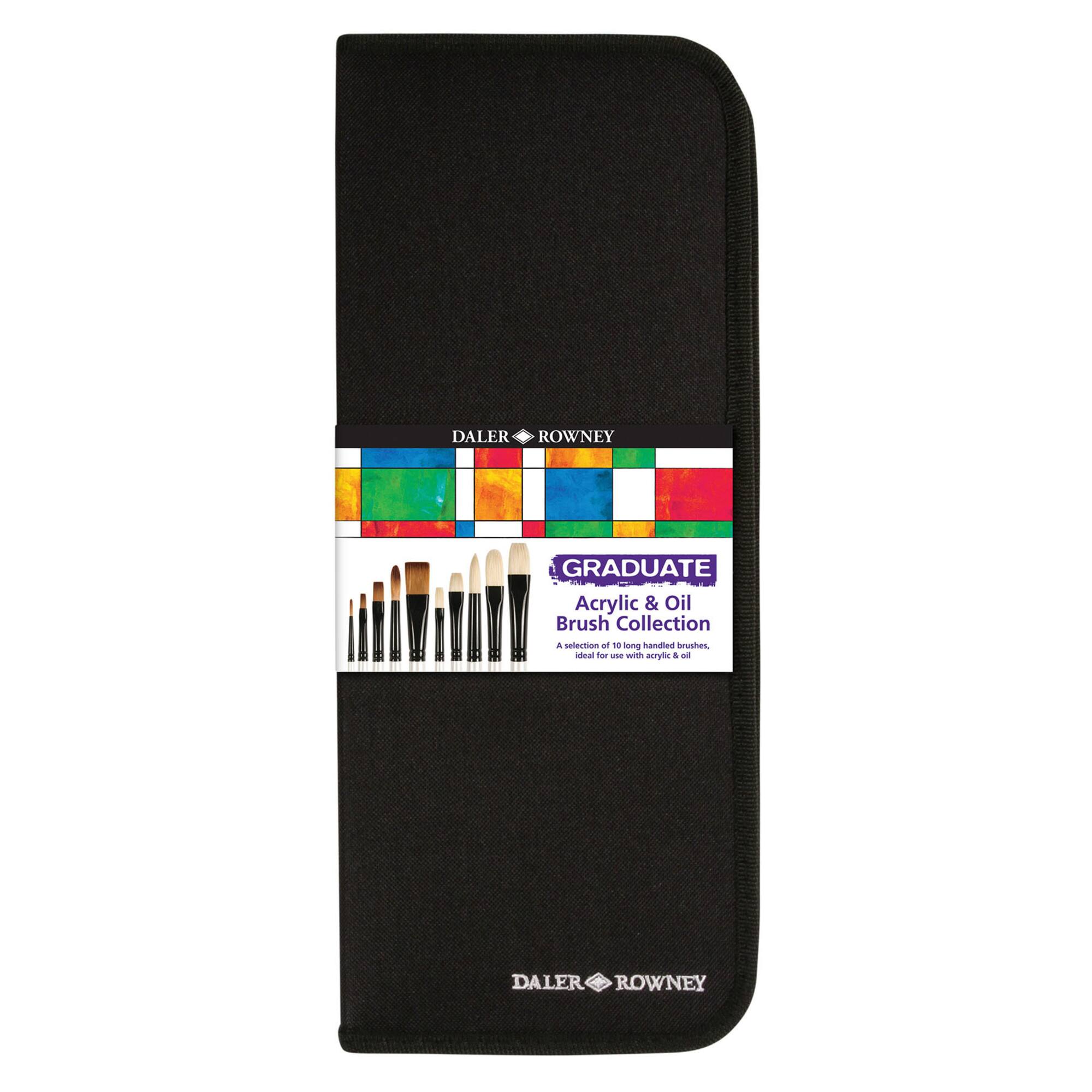 Daler‑Rowney® Graduate Artist's Long Handle Synthetic Paintbrushes Set with Zip Case
